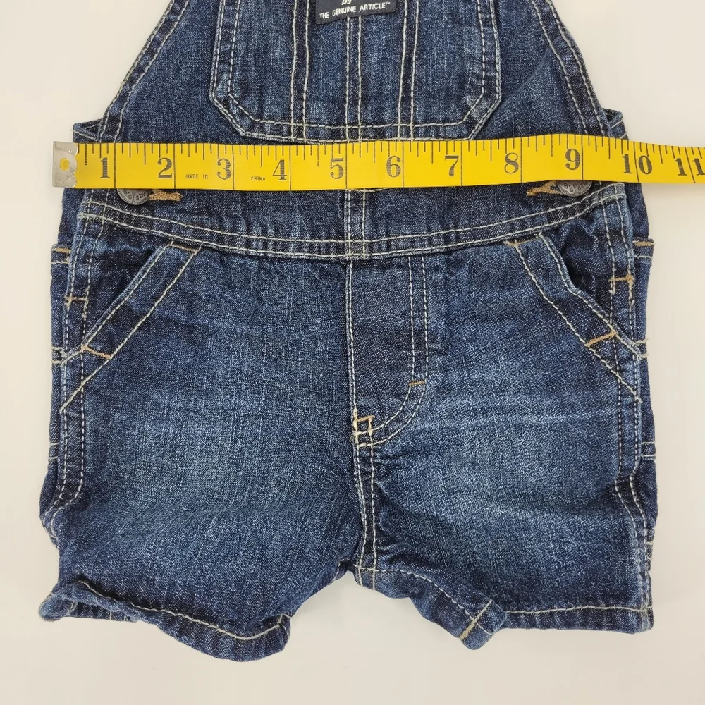 Oshkosh B'gosh Jean Shortalls Size 12mo Cotton Denim Adjustable Straps Vestbak